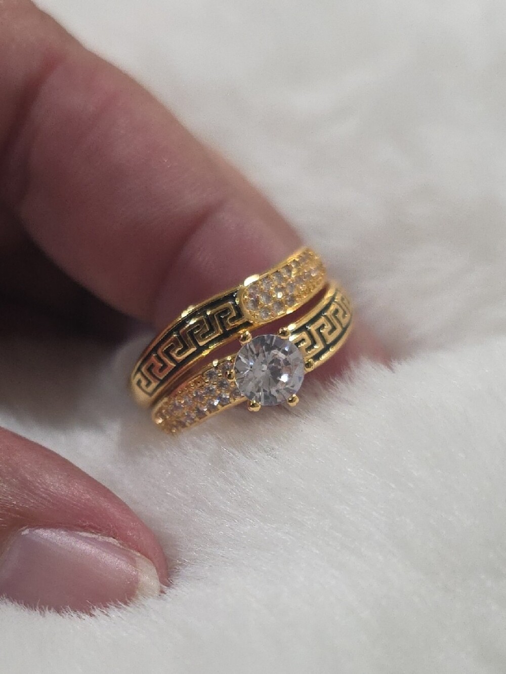 14k Gold Plated Cubic Zirconia Statement Ring - Gold